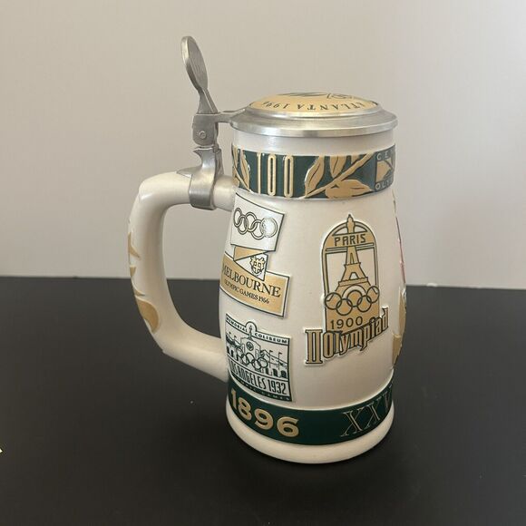 1996 Atlanta Official Centennial Olympic Games Anheuser Busch Lidded Stein w/Box - Picture 4 of 11